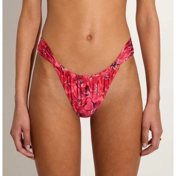Faithfull The Brand Andez Bikini Bottoms Size Small El Limon Pink Floral Cheeky - Picture 1 of 14